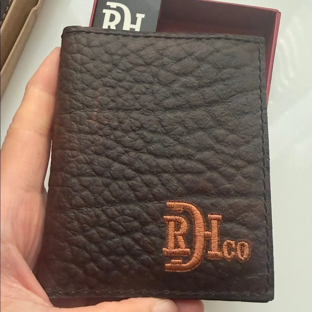 Justin Boots Dark Brown Leather Wallet and Card Holder Set